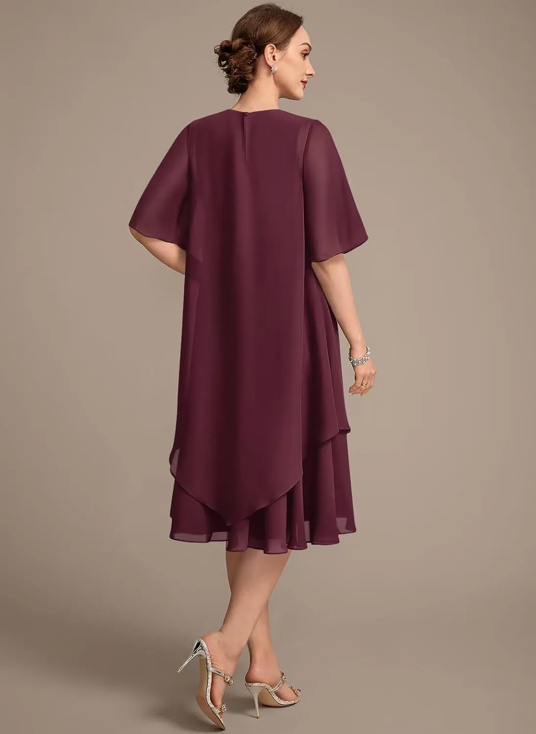 Chiffon Short Mother of The Bride Dresses Tiered Evening Dress TN326