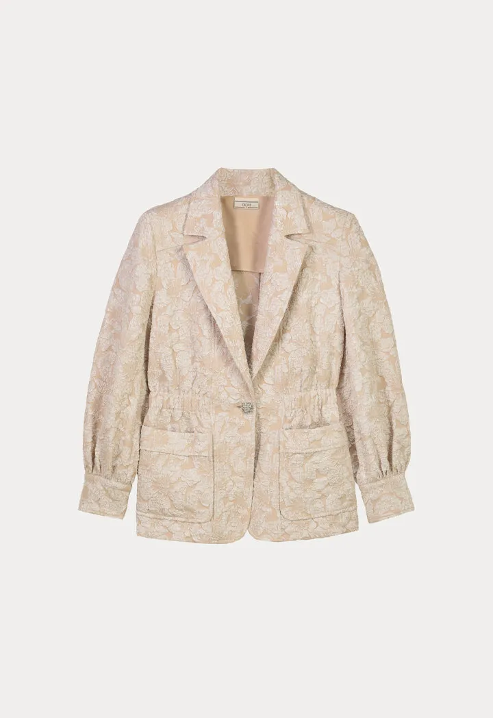 Choice Jacqard Long Sleeve Jacket Beige