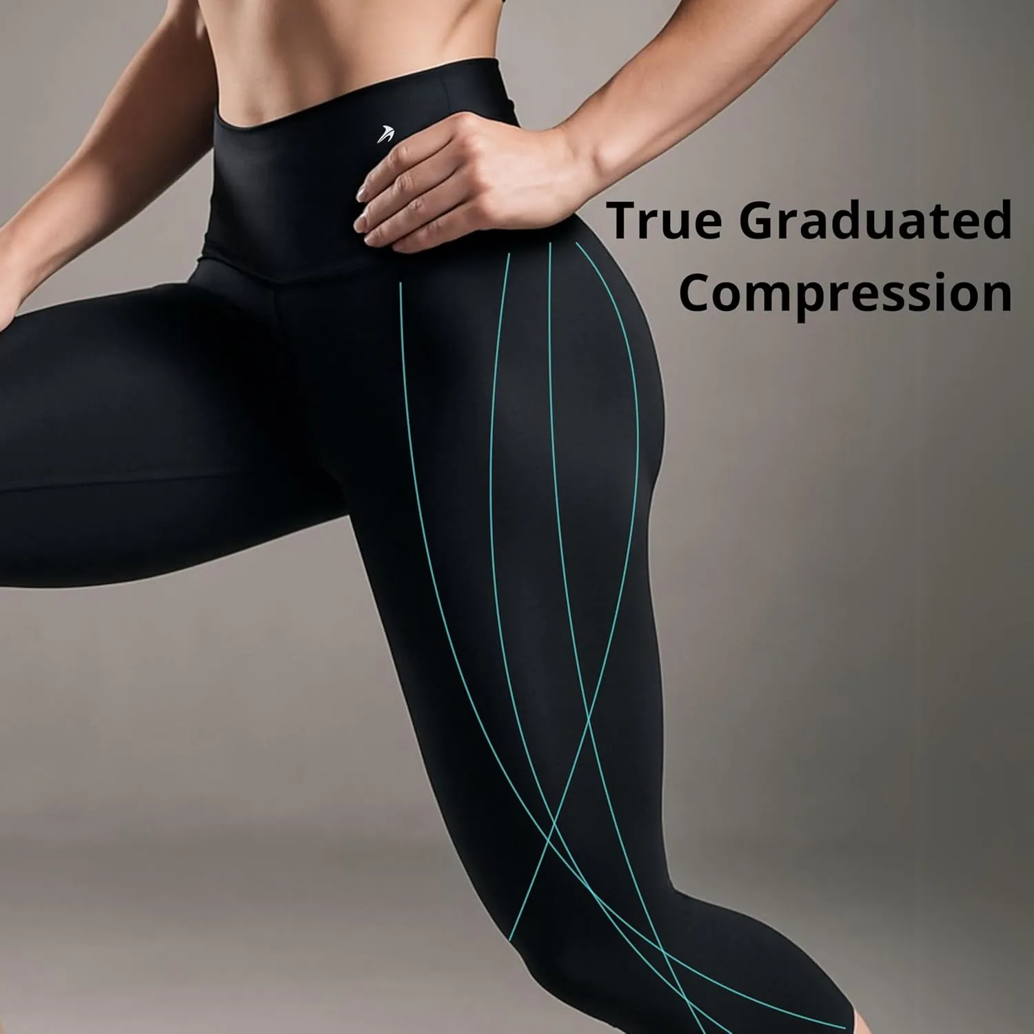 CompressionZ High Waisted Capri Leggings for Women Tummy Control - Workout Yoga Pants