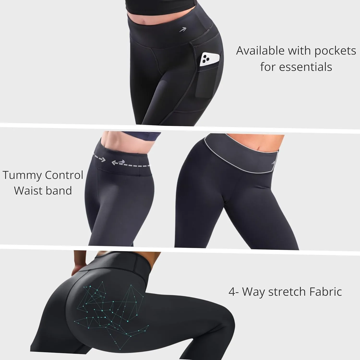 CompressionZ High Waisted Capri Leggings for Women Tummy Control - Workout Yoga Pants