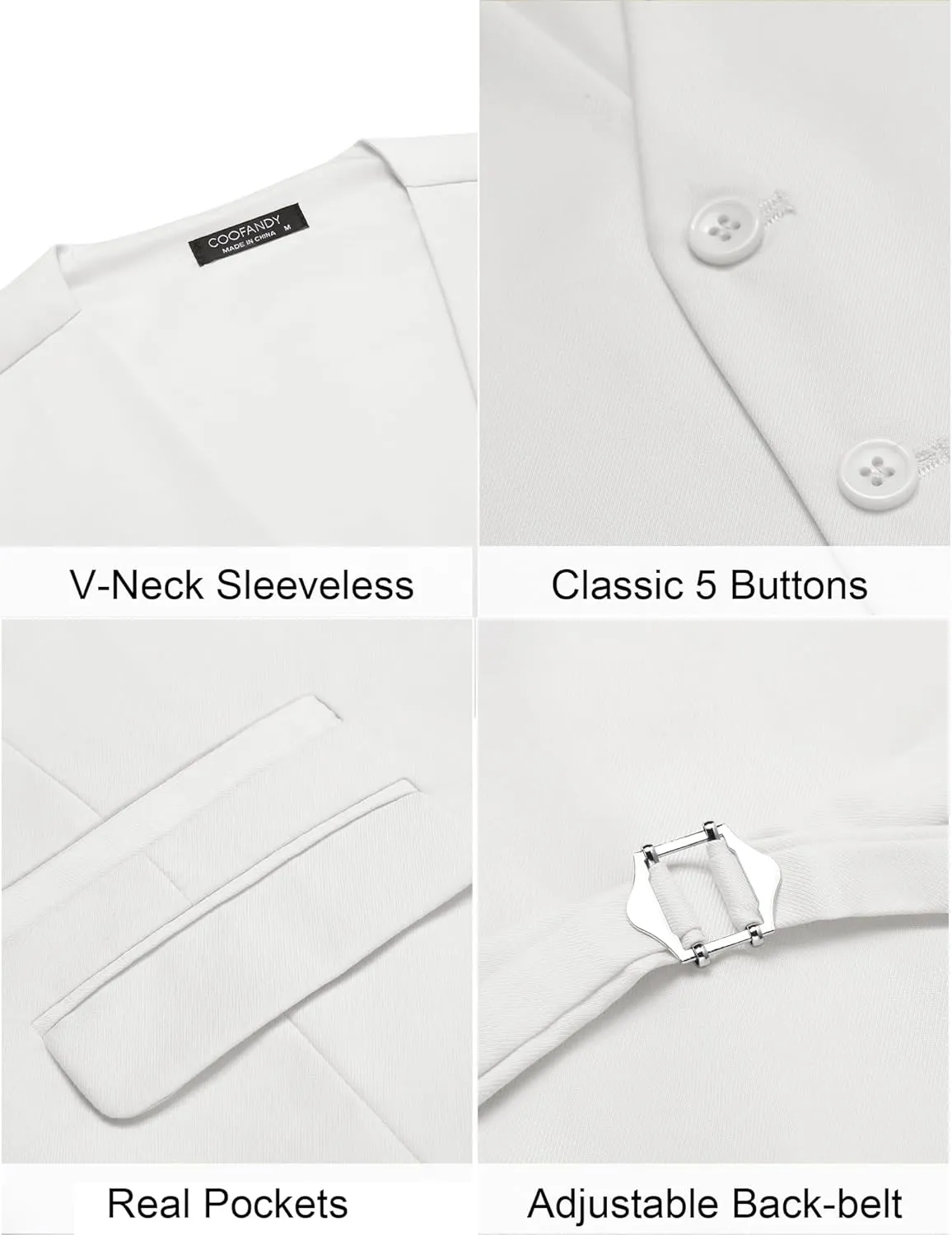 COOFANDY Mens Suit Vest Formal Dress Vest Slim Fit Buesiness Wedding Waistcoat