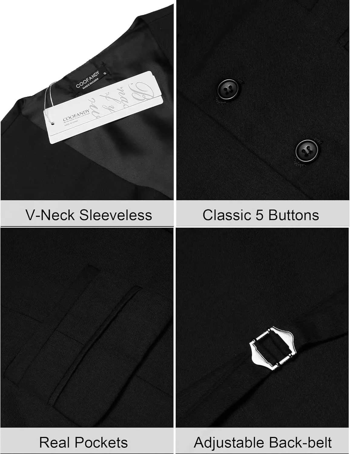 COOFANDY Mens Suit Vest Formal Dress Vest Slim Fit Buesiness Wedding Waistcoat