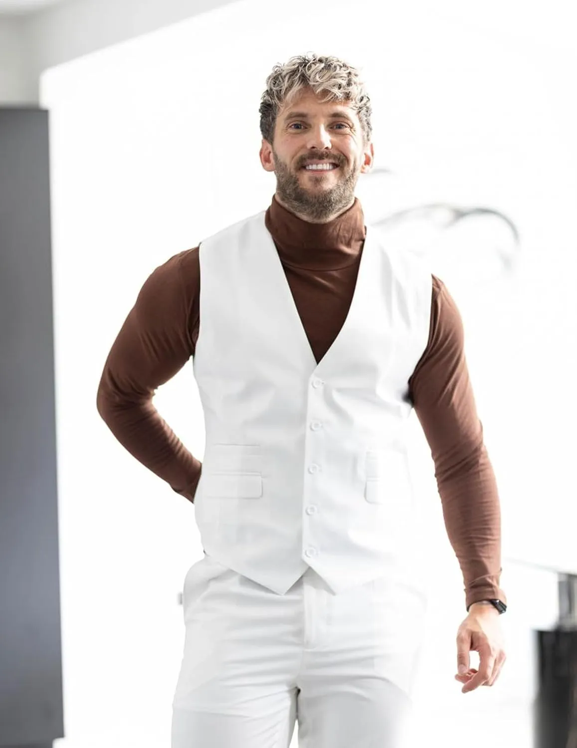 COOFANDY Mens Suit Vest Formal Dress Vest Slim Fit Buesiness Wedding Waistcoat