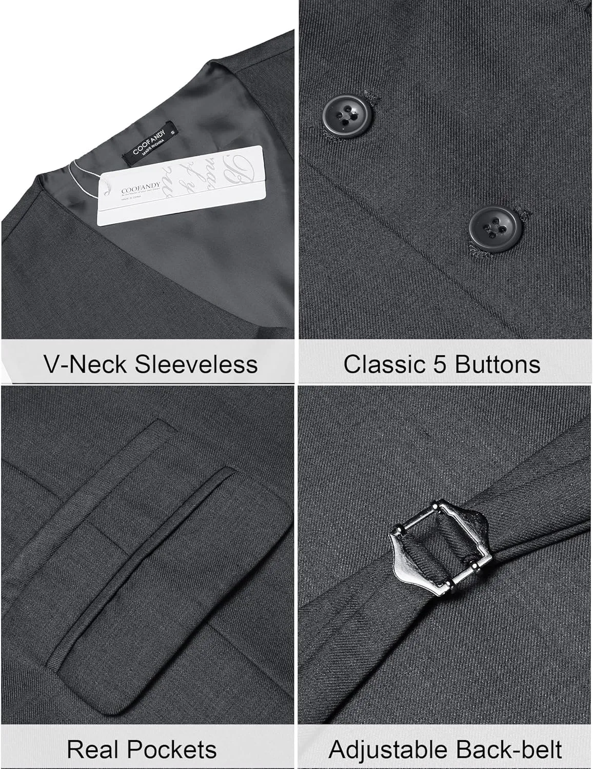 COOFANDY Mens Suit Vest Formal Dress Vest Slim Fit Buesiness Wedding Waistcoat