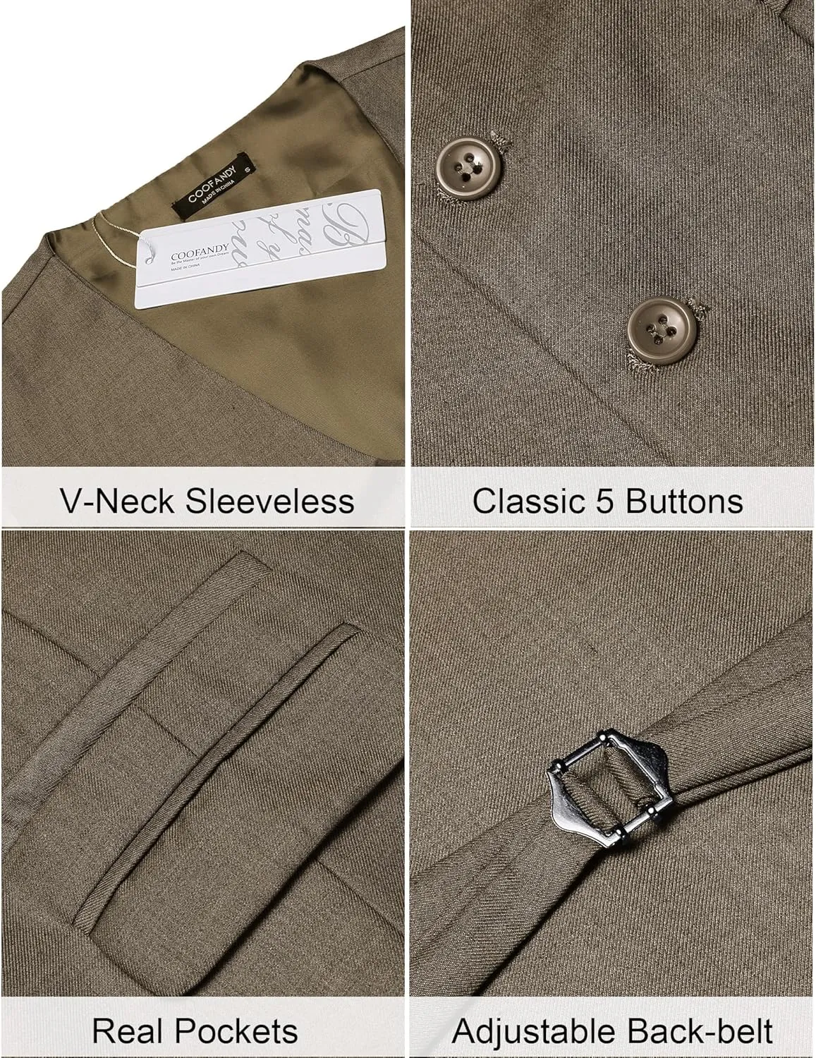 COOFANDY Mens Suit Vest Formal Dress Vest Slim Fit Buesiness Wedding Waistcoat