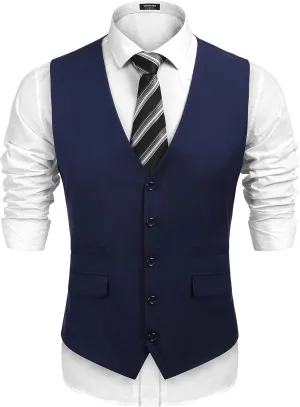 COOFANDY Mens Suit Vest Formal Dress Vest Slim Fit Buesiness Wedding Waistcoat