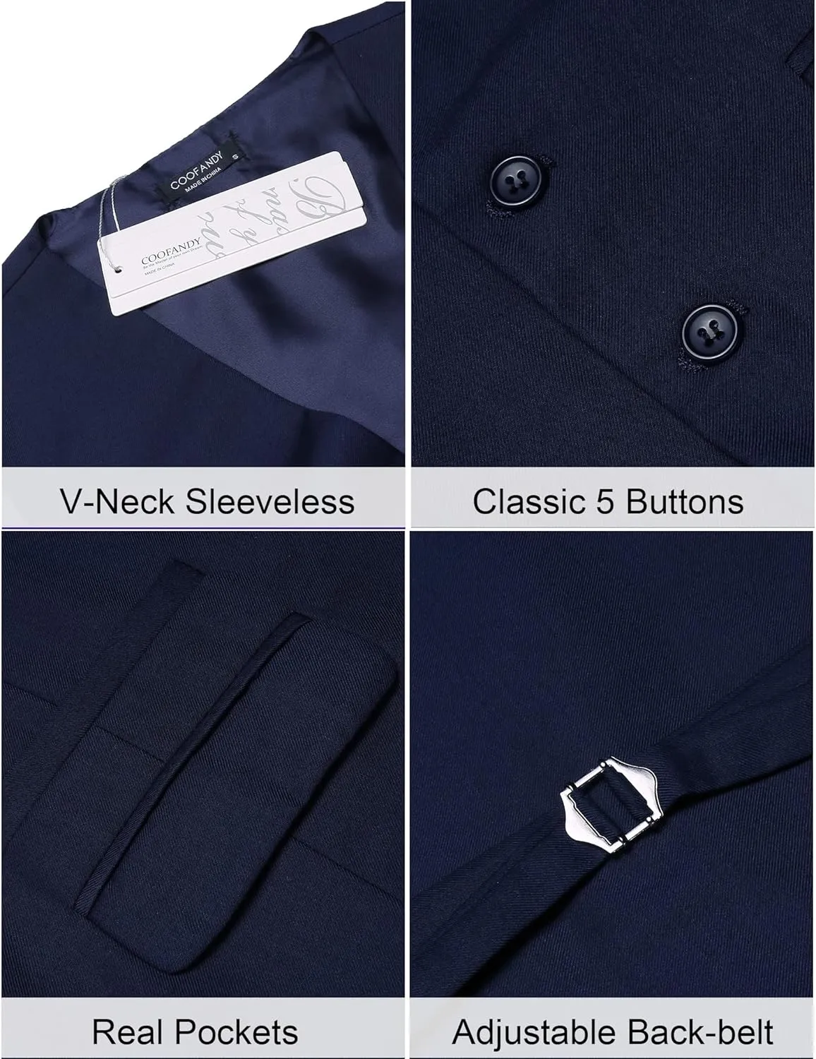 COOFANDY Mens Suit Vest Formal Dress Vest Slim Fit Buesiness Wedding Waistcoat