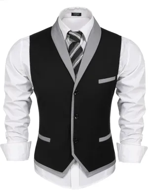 COOFANDY Men's Suit Vest Slim Fit Formal Business Dress Vest Casual Wedding Waistcoat