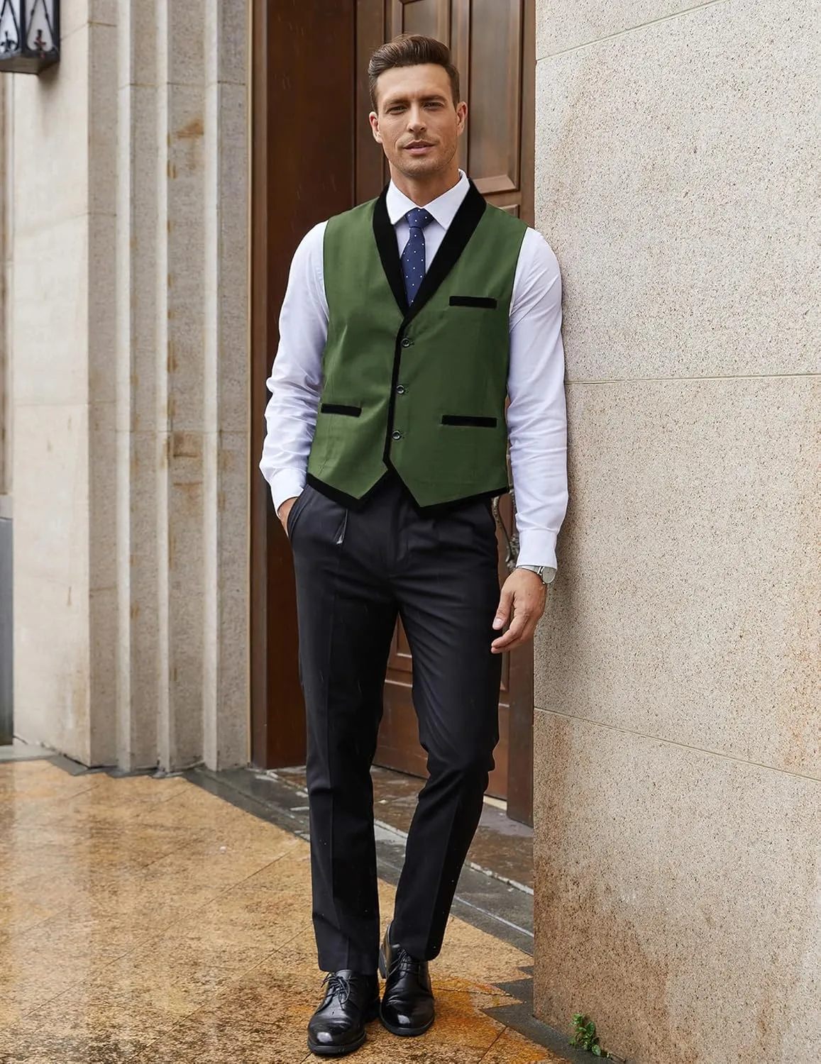 COOFANDY Men's Suit Vest Slim Fit Formal Business Dress Vest Casual Wedding Waistcoat
