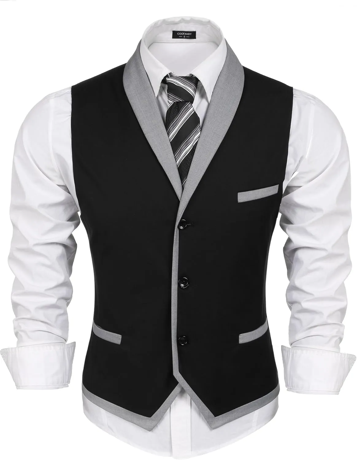 COOFANDY Men's Suit Vest Slim Fit Formal Business Dress Vest Casual Wedding Waistcoat