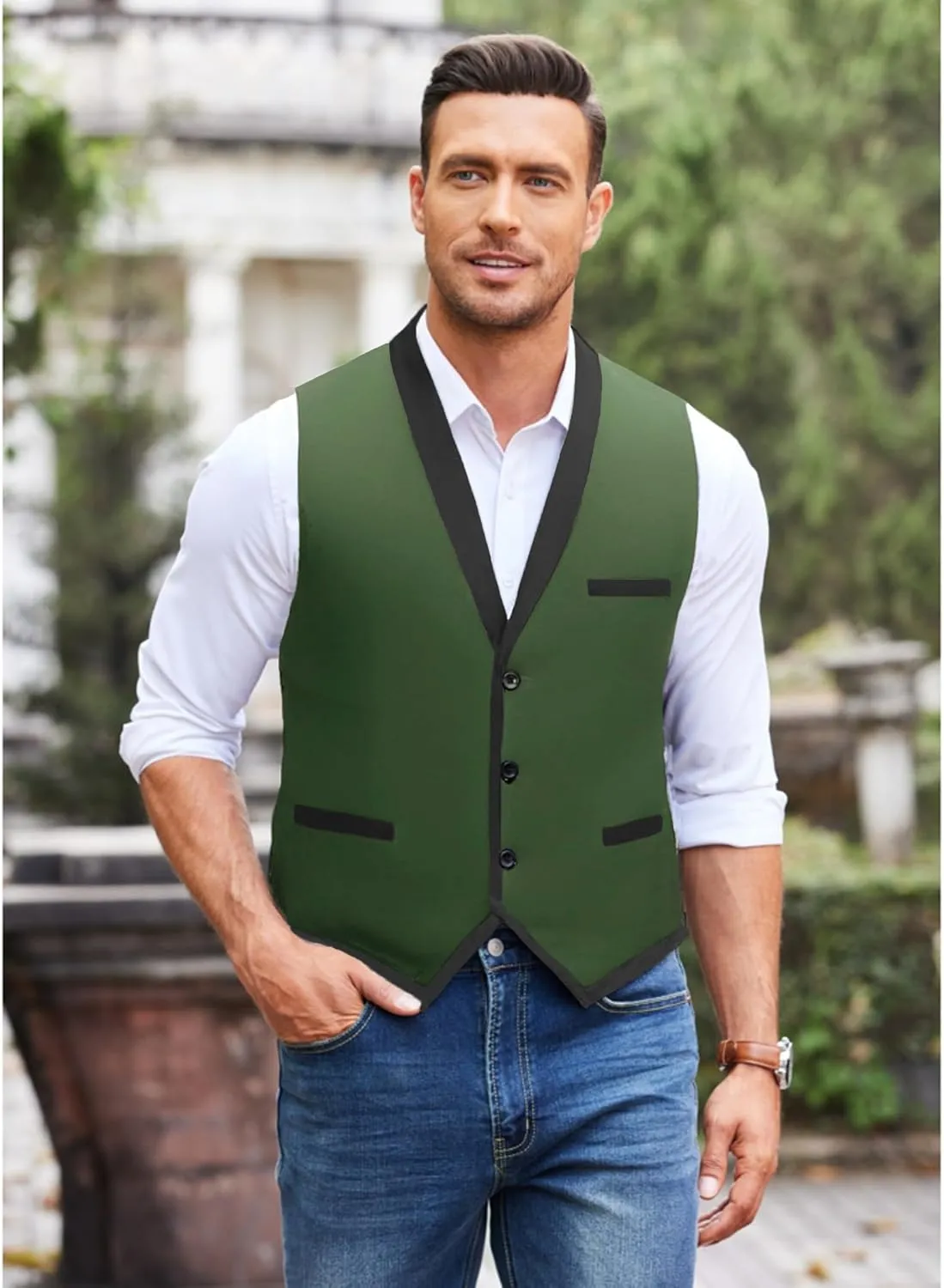 COOFANDY Men's Suit Vest Slim Fit Formal Business Dress Vest Casual Wedding Waistcoat