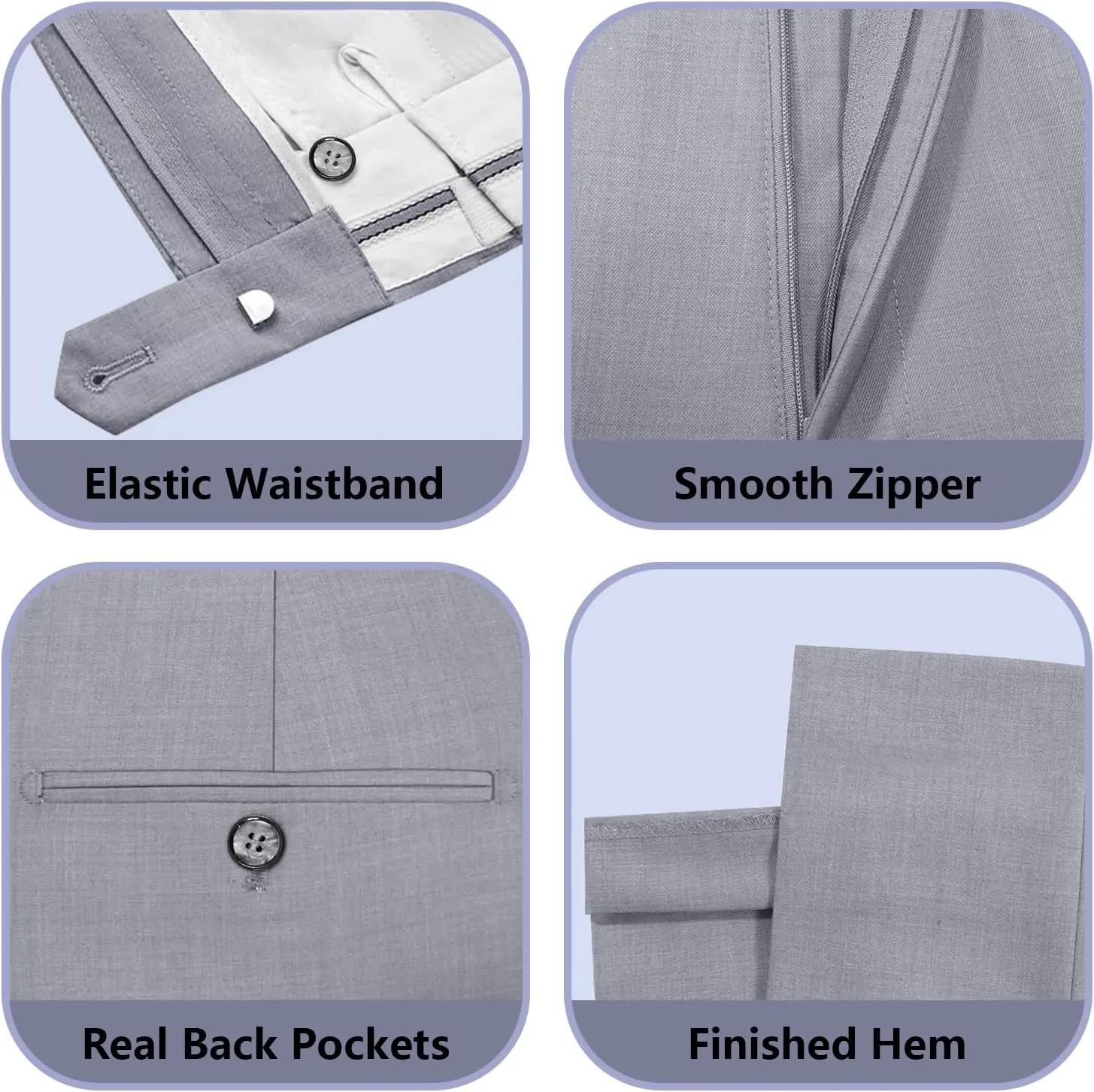 Cooper & Nelson Men's 3 Piece Slim Fit Suit Set, One Button Solid Jacket Vest Pants with Tie