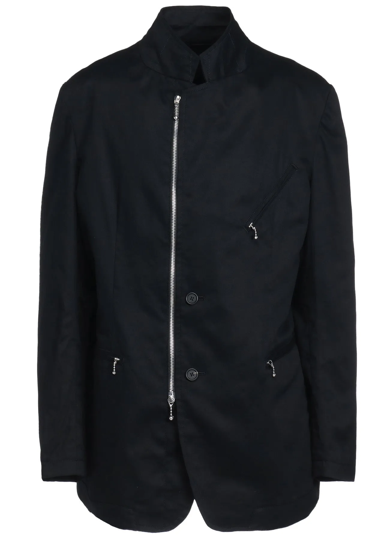 COTTON TWILL BIKERS-STYLE ZIPPERED JACKET