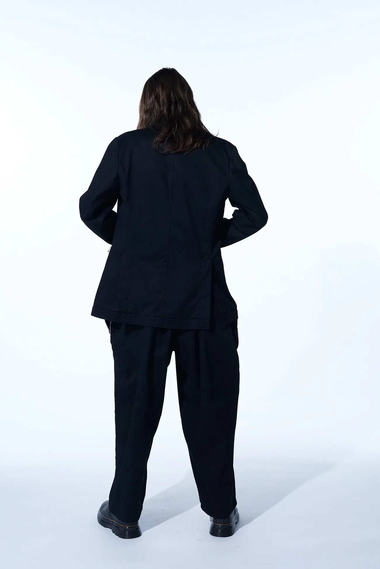COTTON TWILL BIKERS-STYLE ZIPPERED JACKET
