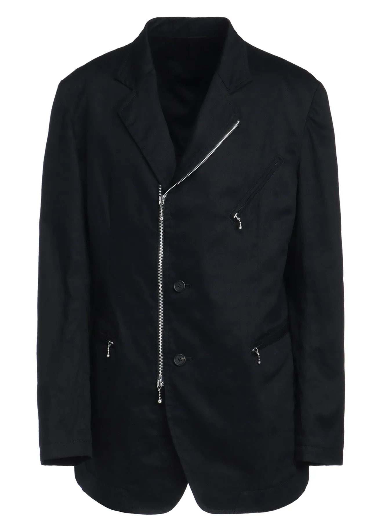 COTTON TWILL BIKERS-STYLE ZIPPERED JACKET