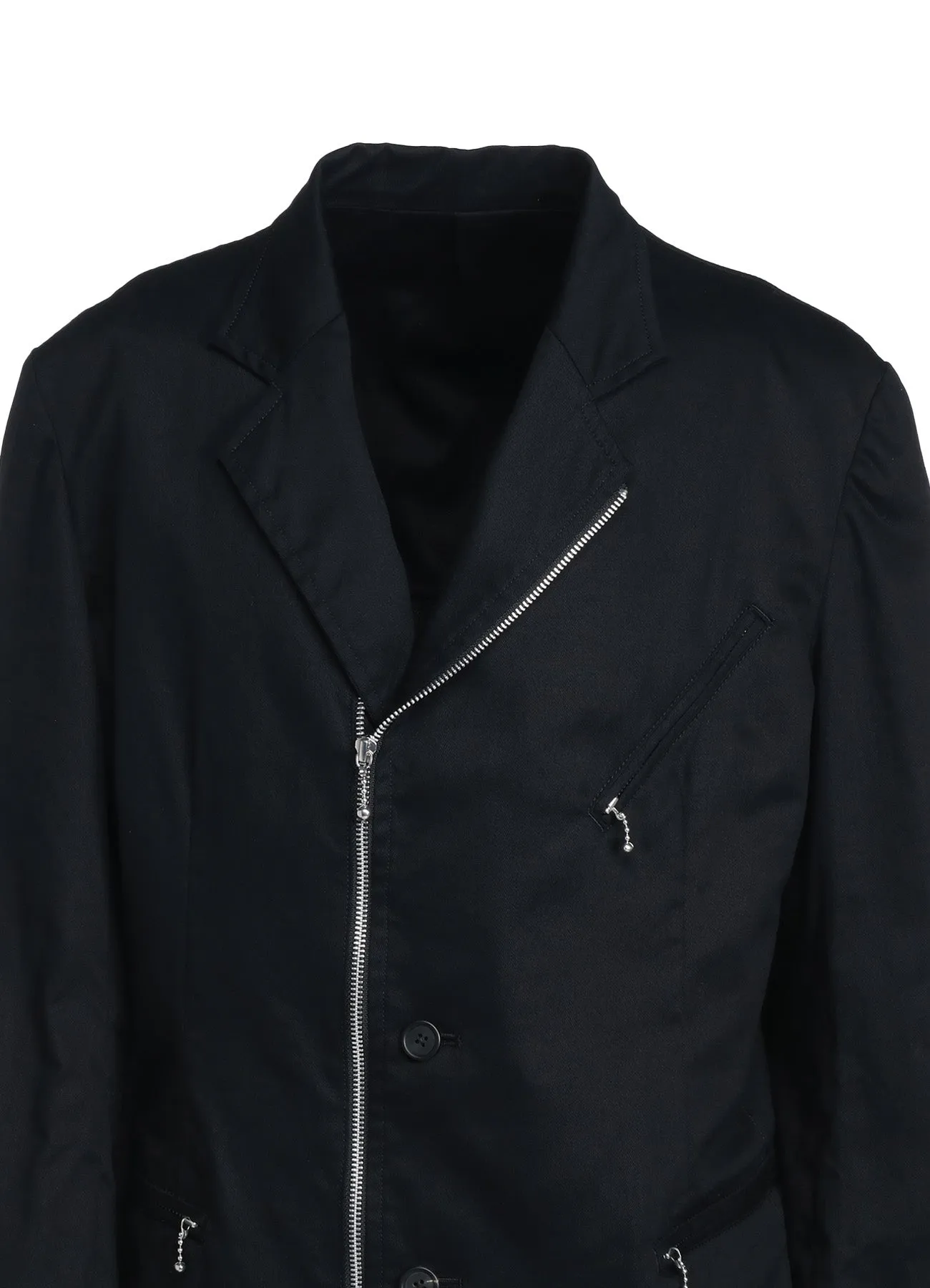 COTTON TWILL BIKERS-STYLE ZIPPERED JACKET