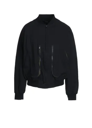 COTTON/HEMP TWILL GUSSETED ZIPPERED POCKET BLOUSON