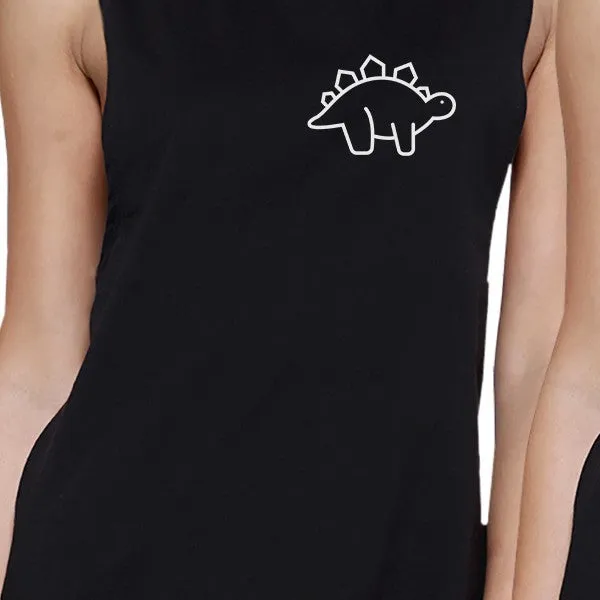 Dinosaurs BFF Matching Black Muscle Tops