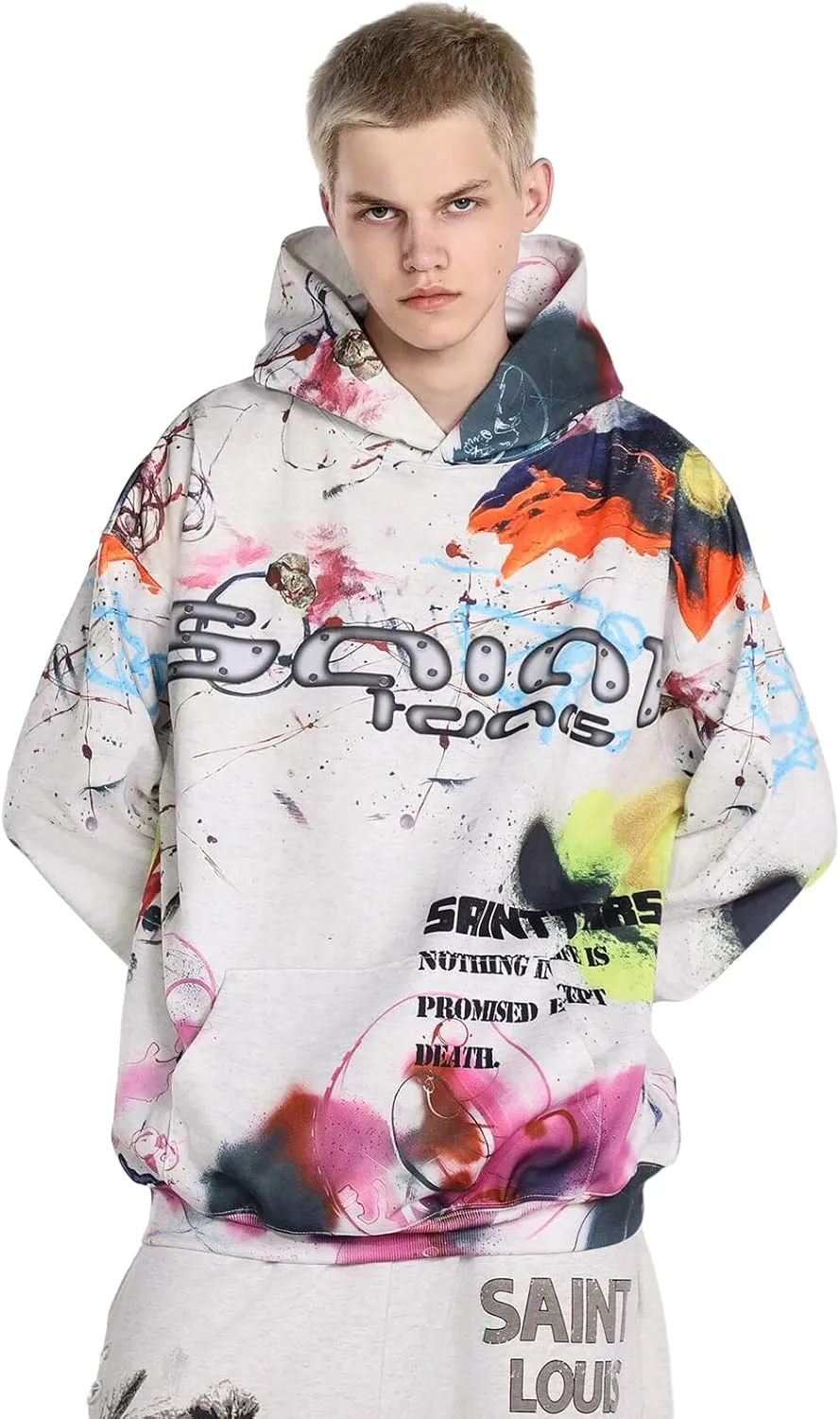 DONCARE Saint Tears Camouflage Vintage Full Patterm Print Hoodie Oversized Casual Daily Match Sweatshirts