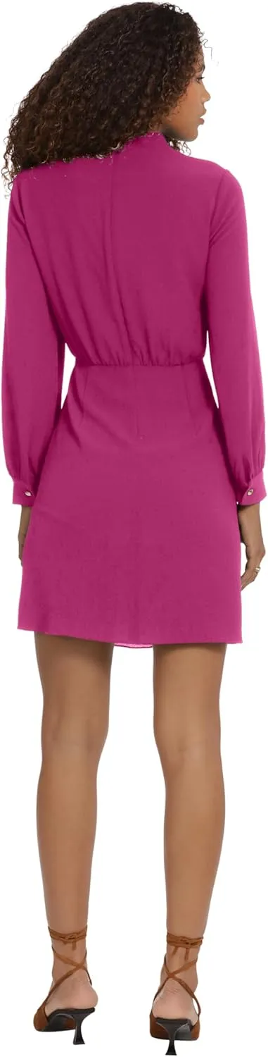 Donna Morgan Women's High Asymmetric Neck Long Sleeve Mini Dress