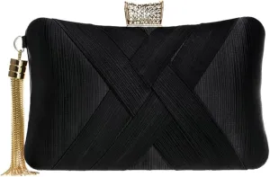 Elegant Fringe Evening Bag for Women, Luxury Glitter Clutch, Party Wedding Prom Night Dress Accessory, Handbag with Chain