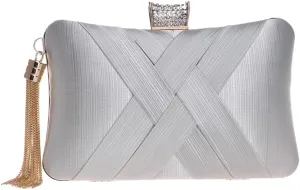 Elegant Fringe Evening Bag for Women, Luxury Glitter Clutch, Party Wedding Prom Night Dress Accessory, Handbag with Chain