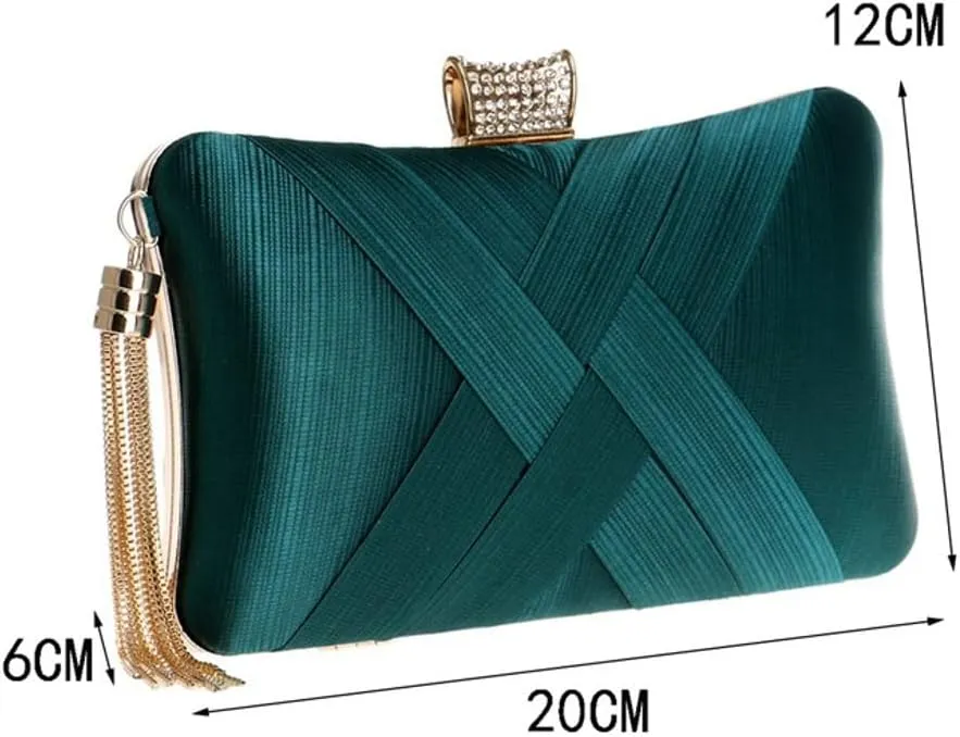 Elegant Fringe Evening Bag for Women, Luxury Glitter Clutch, Party Wedding Prom Night Dress Accessory, Handbag with Chain