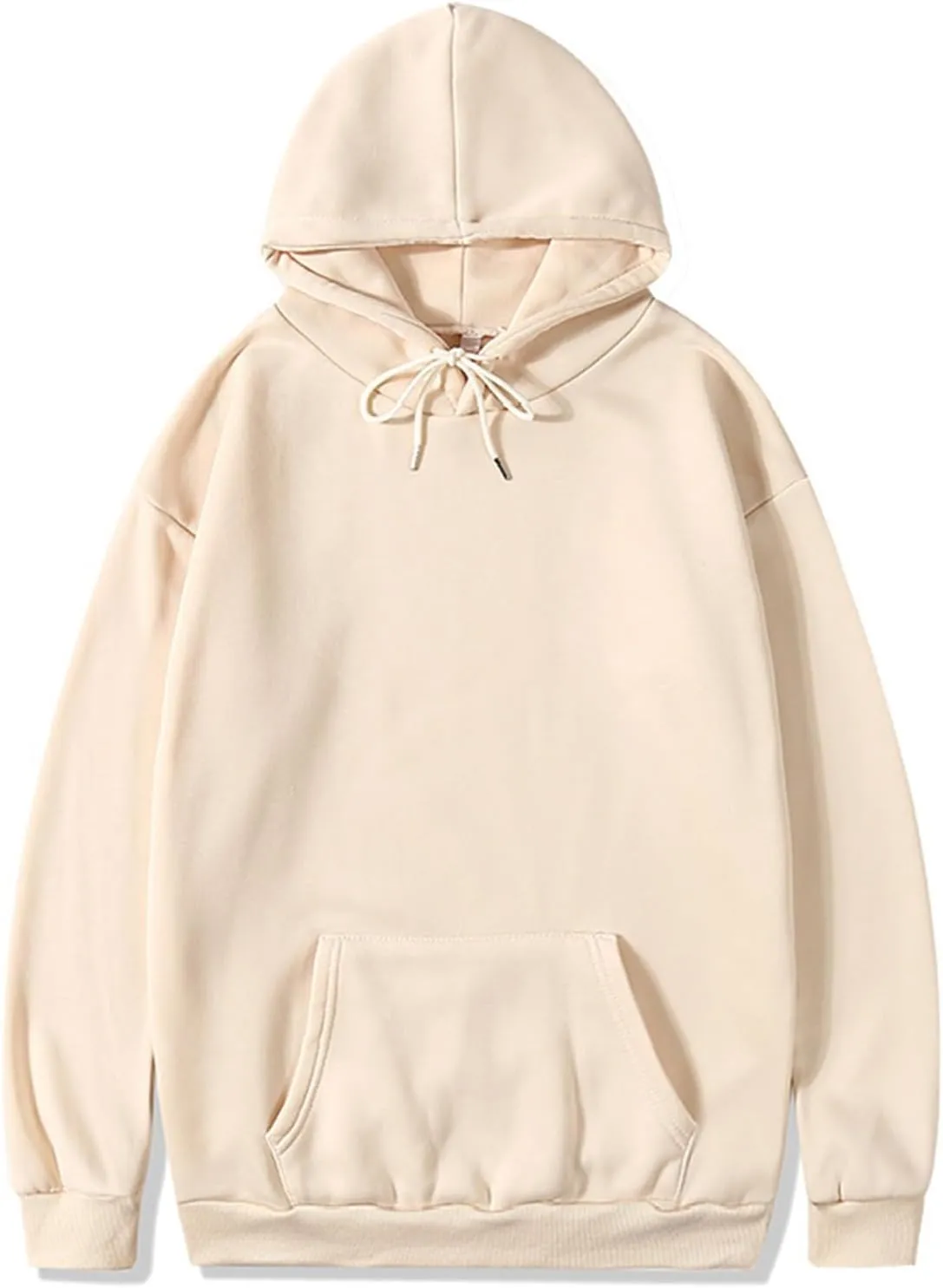Fleece Hoodie Women Lightweight Drop Shoulder Oversized Sweatshirt Drawstring Casual Plush Workout Hoodies w/Pockets