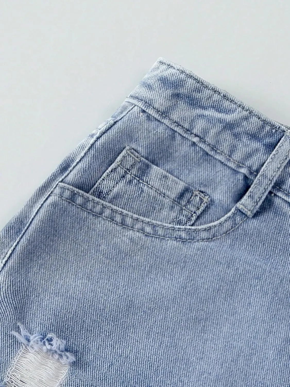 Floerns Girls Elastic Waist Distressed Ripped Straight Leg Denim Jeans