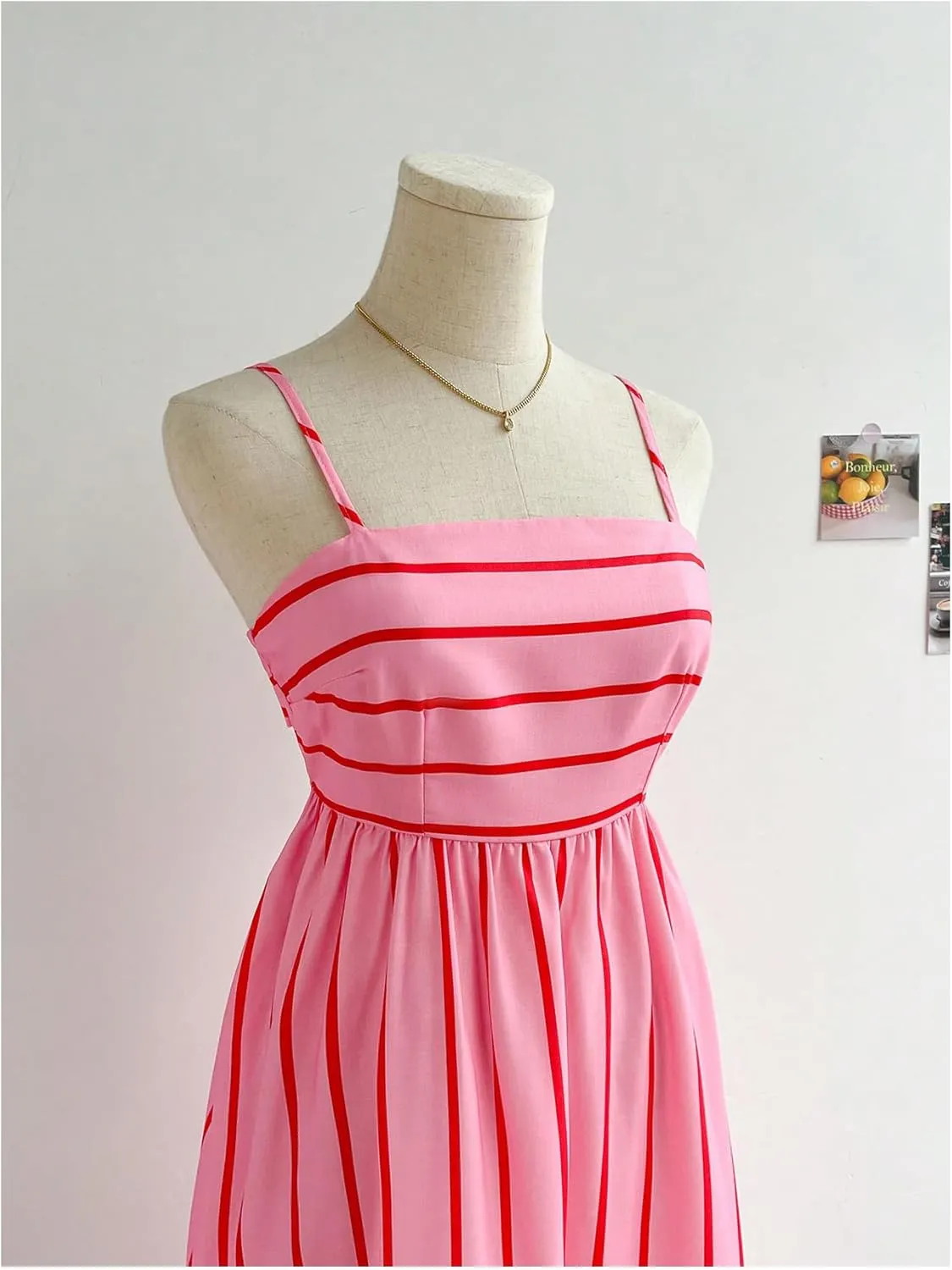 Floerns Women's Striped Bowknot Back Cami Dress Sleeveless Vacation Maxi Dresses