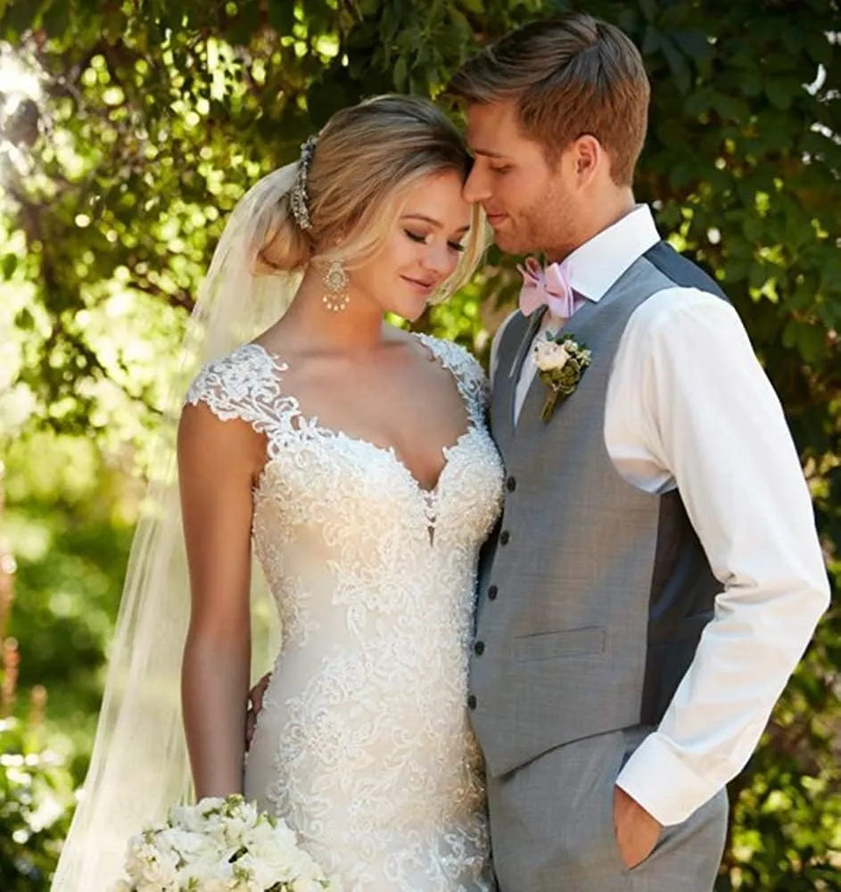 Floral Beaded Mermaid Wedding Dresses for Women 2025 Elegant Lace Applique Bridal Evening Party Gowns