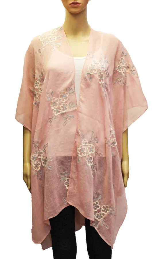 Floral Embroidered Sheer  Cover-SHW1927
