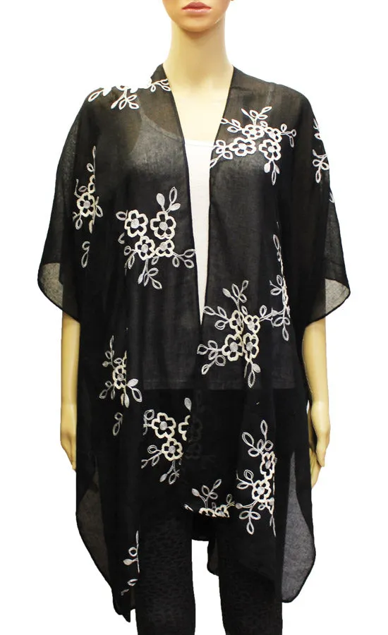 Floral Embroidered Sheer  Cover-SHW1927