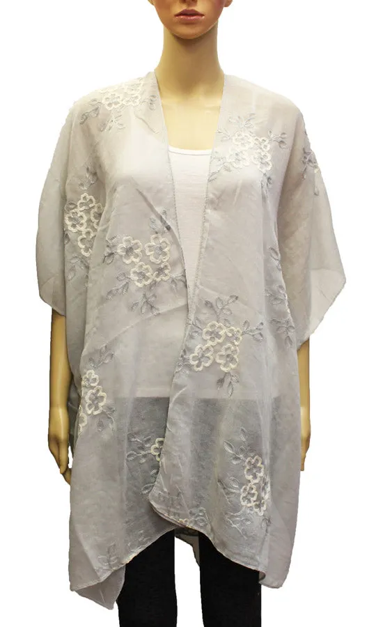 Floral Embroidered Sheer  Cover-SHW1927