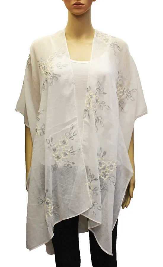 Floral Embroidered Sheer  Cover-SHW1927