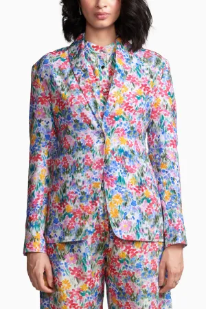 Floral Printed Linen Blazer