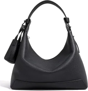 Genuine Leather Shoulder Bags for Women, Cute Hobo Purse with Mini Pouch Two Removable Straps Work Travel