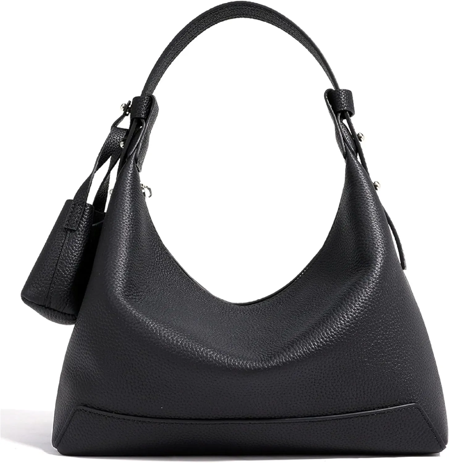 Genuine Leather Shoulder Bags for Women, Cute Hobo Purse with Mini Pouch Two Removable Straps Work Travel