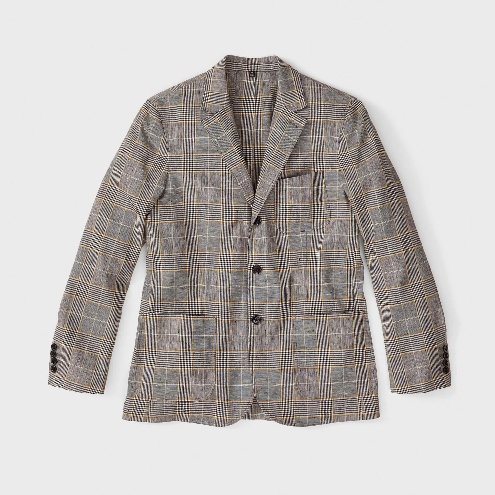 Glen Check Stretch Linen Blazer