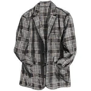 Glen Check Stretch Linen Blazer
