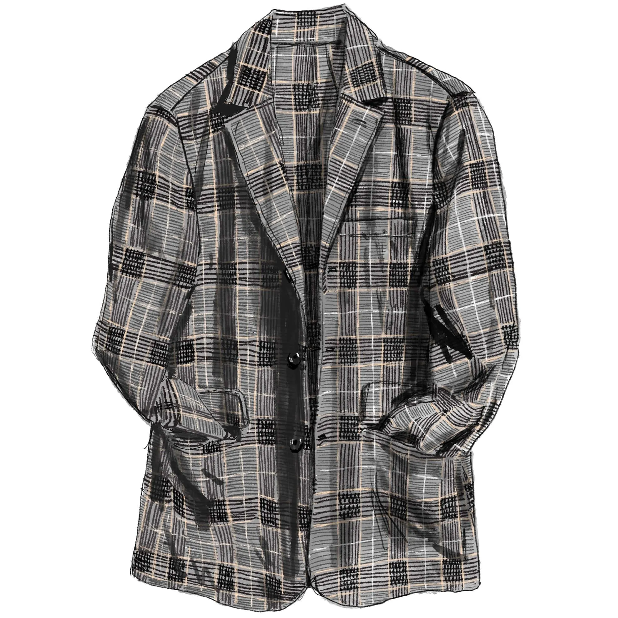 Glen Check Stretch Linen Blazer