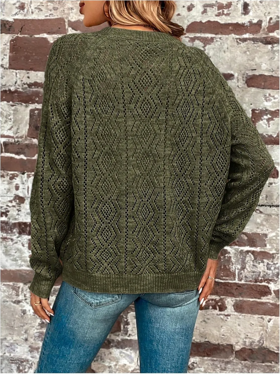 GORGLITTER Women's Button Down Lightweight Cardigan Crochet Long Sleeve Knit Sweater