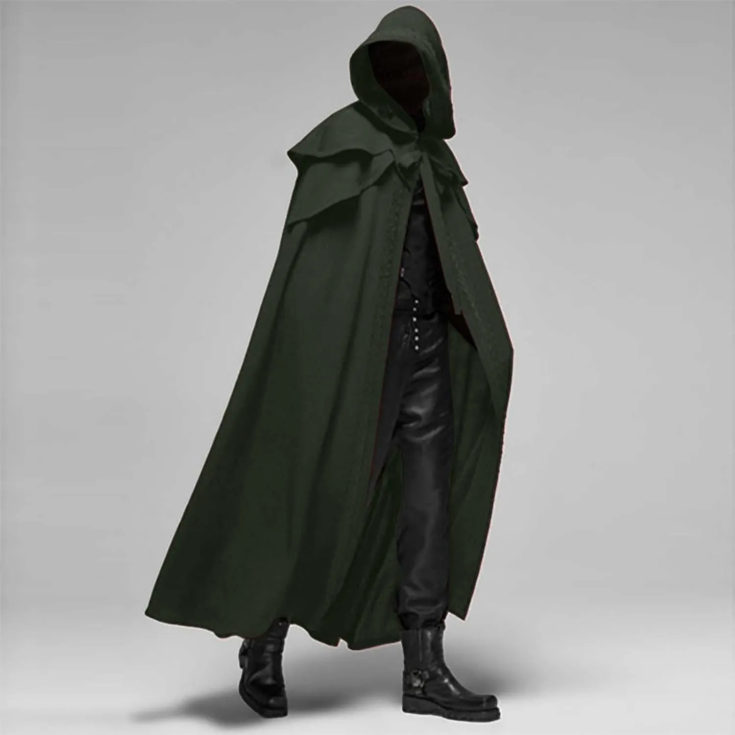 Halloween Costumes for Men Renaissance Hooded Cloak Cosplay Costumes Long Medieval Cloak Vintage Gothic Robe
