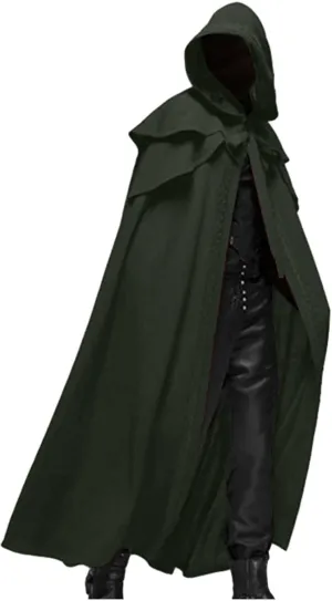 Halloween Costumes for Men Renaissance Hooded Cloak Cosplay Costumes Long Medieval Cloak Vintage Gothic Robe