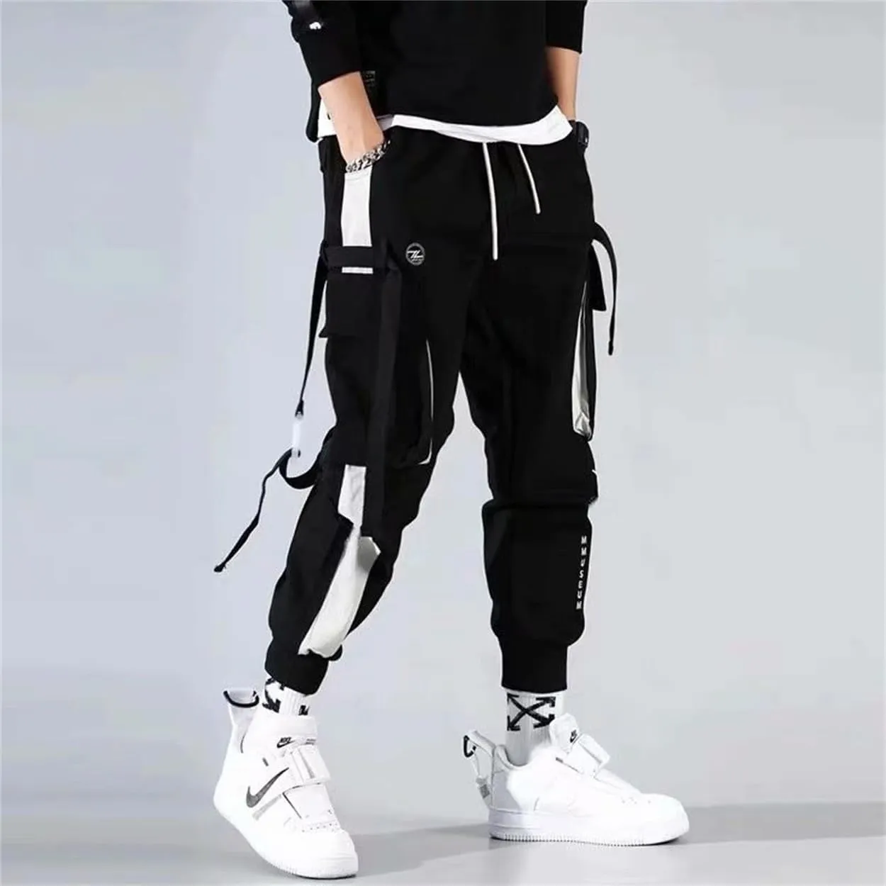 Harajuku Gothic Fashion Patchwork Black Jeans Punk Grunge Aesthetic Women Autumn Electro Pants Emo Printed Streetwear