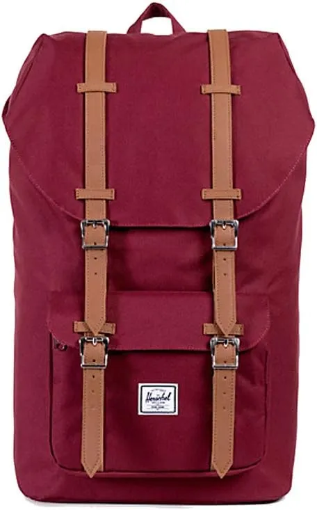 Herschel Little America Laptop Backpack, Windsor Wine/Tan Synthetic Leather, Classic 25.0L