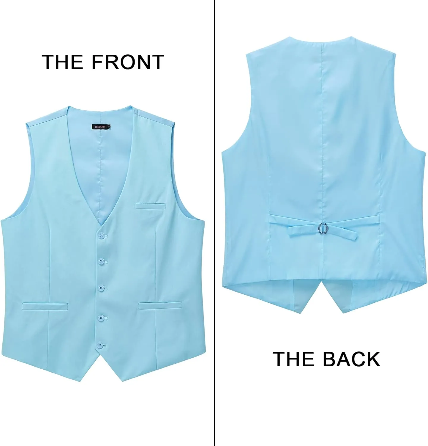 HISDERN Men's Suit Vest Business Formal Dress Waistcoat Vest with 3 Pockets for Suit or Tuxedo Slim Fit
