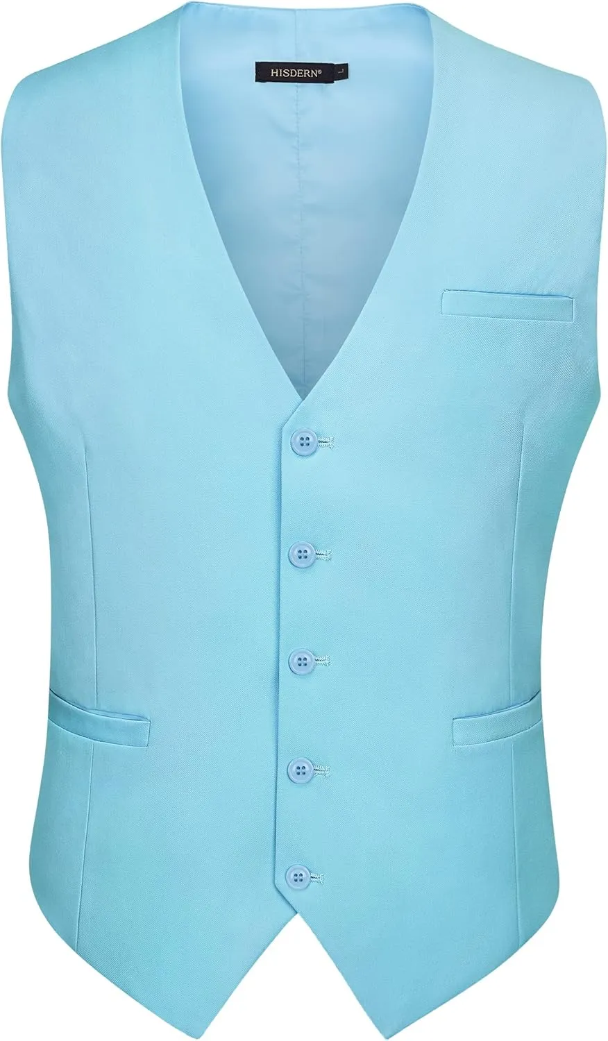 HISDERN Men's Suit Vest Business Formal Dress Waistcoat Vest with 3 Pockets for Suit or Tuxedo Slim Fit