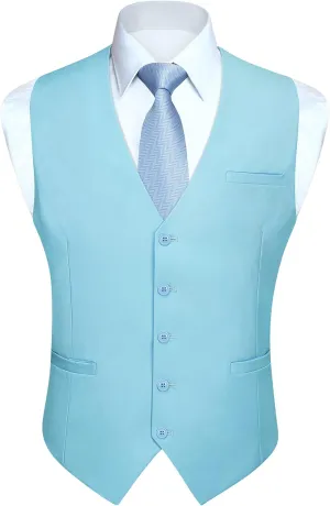 HISDERN Men's Suit Vest Business Formal Dress Waistcoat Vest with 3 Pockets for Suit or Tuxedo Slim Fit