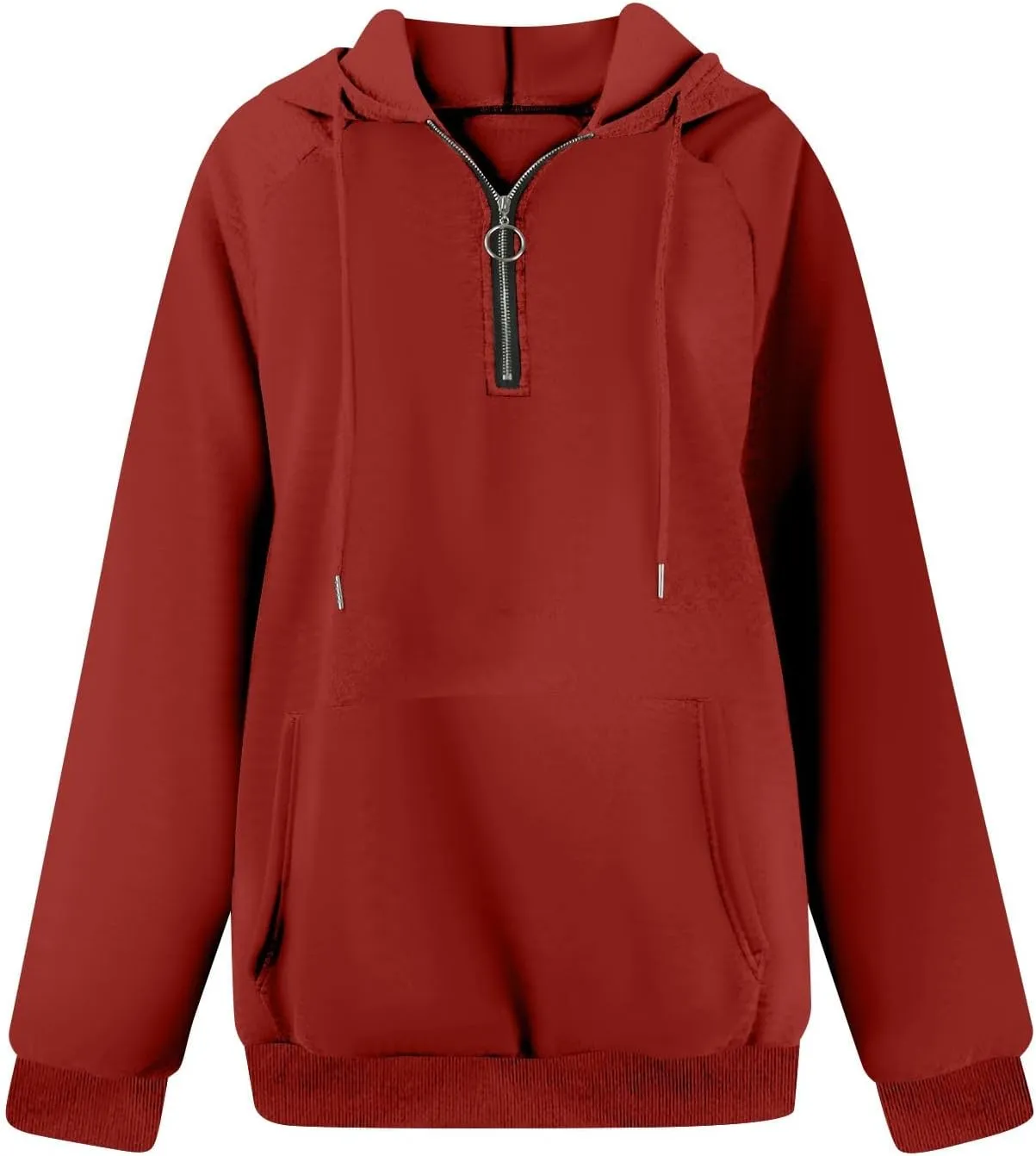 Hoodies for Women Long Sleeve Fleece Hooded Sweatshirt Half Zip Loose Fit Pullover with Pockets Oversized Hoodies